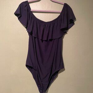 Off-Shoulder Dark Blue Bodysuit